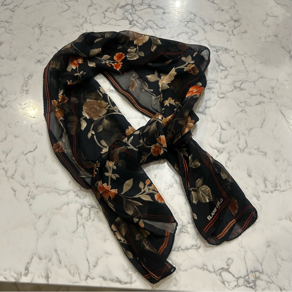 Elaine Gold Floral Print‎ Scarf